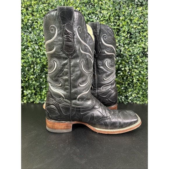 Quincy Boots black Pirarucu print cowboy boots Men's Sz 28-EE-27 Print On Boot - Picture 10 of 14